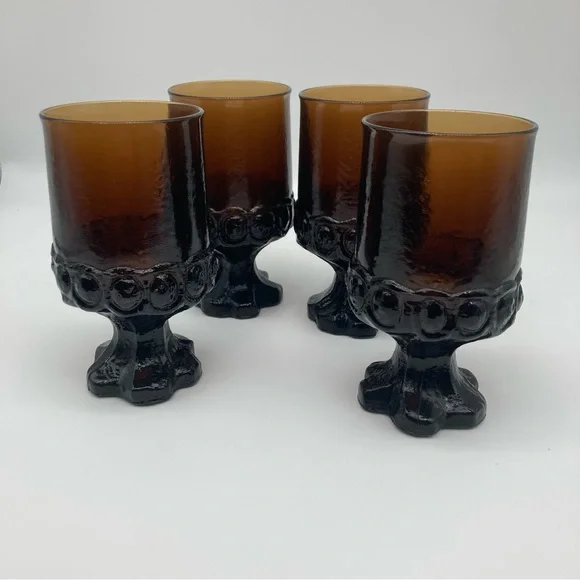 Vintage Tiffin Franciscan Madeira smoke brown goblets